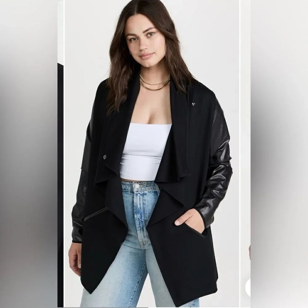 SPANX Faux Leather Convertible Jacket Open Wrap Cardigan Black Sz 3X NWT